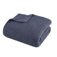 thumbnail image 3 of JERFIT Cozy Acrylic Knit Throw Blanket for Couch, Sofa & Bed - All Season Lightweight Decorative Afghan in Blue, 3 of 5