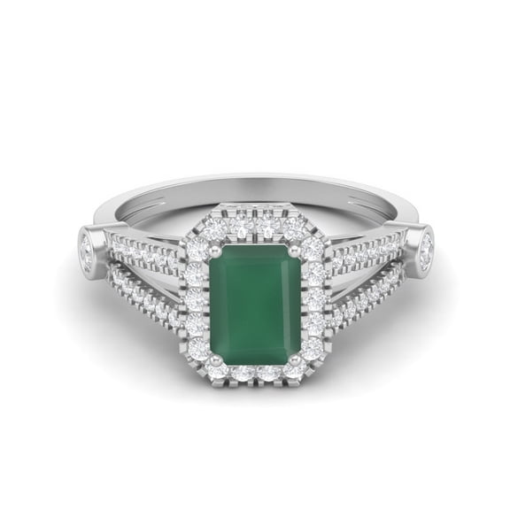 Mooneye 7X5 mm Octagon Shape Green Onyx 925 Sterling Silver Solitaire Split Shank Women Gifts Ring