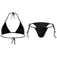 thumbnail image 1 of GDREDA Open-Crotch Underwear Men Suit Solid Color Bikini Bikini Slit Style Lace Up Solid Color Bra Panties Combination Black,One Size, 1 of 7