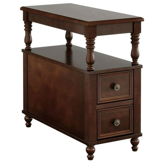 Spaco Vintage Wooden Nightstand with 2 Drawers, Multi-Tier Bedroom Side Table for Indoor as Living Room, Bedroom, Brown