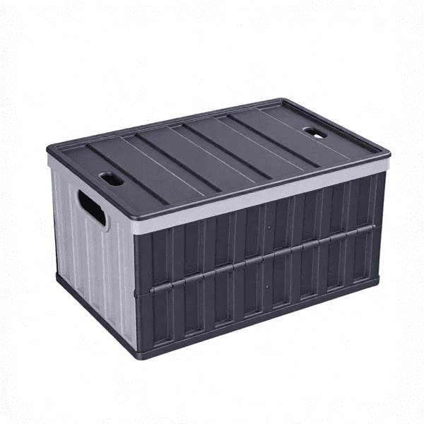 2 Pack 65L Collapsible Storage Bins with Lids, Stackable with Handles, Holds 84 lbs Each, Heavy Duty Plastic, Space-Saving Home Organizer