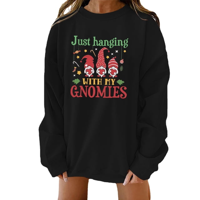 TopLLC Chandails de Noël Laids Mode Femmes Décontracté Imprimé de Noël Col Rond Manches Longues Chandails Hauts Blouse en Liquidation