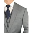 thumbnail image 3 of Mens Ticket Pocket 3-piece Gray Wool Trim Fit Vested Suit, 3 of 7