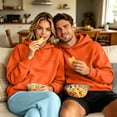 thumbnail image 4 of DHFJKG Womens Mens Hoodies With Large Pockets Long Sleeve Sweatshirt Solid Color Loose Pullover Tops, 4 of 7
