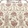 thumbnail image 3 of Cozy Line Home Fashions Red Toile Cotton Quilt Set, King - Reversible, 3 of 5