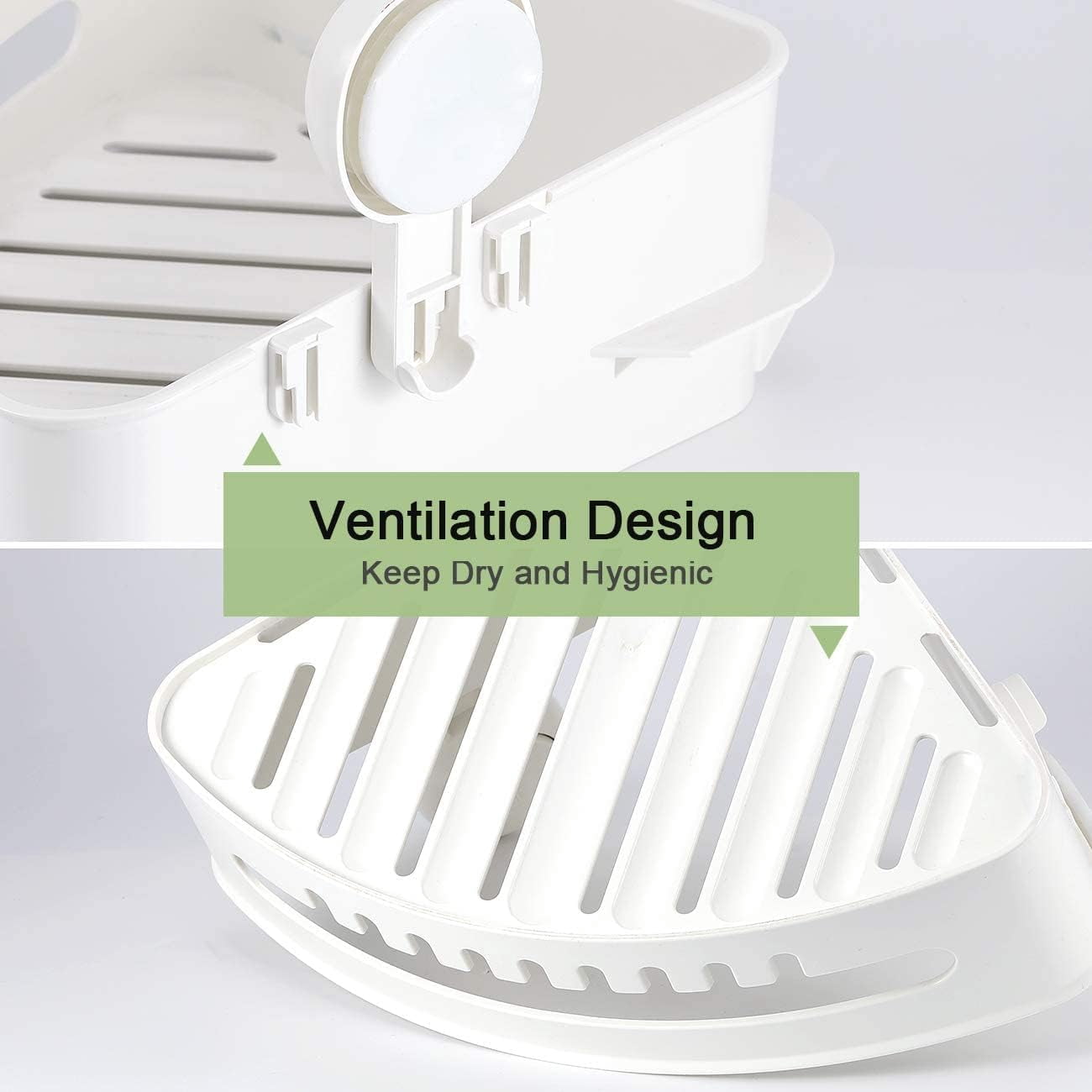 Movable Shower Shelf With Suction Cup - No-Drill Wall Mounted Storage Rack For Bathroom & Kitchen, White, 2025 New Design