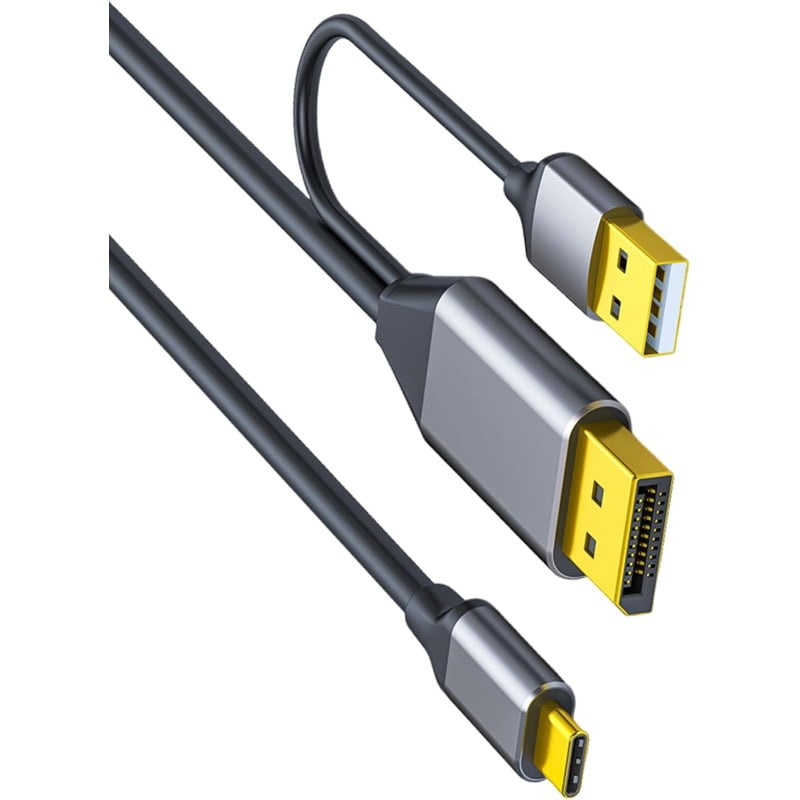 DisplayPort To USB Type C Cable 4K@60Hz Touch Function For Portable Monitors Laptops Aluminum USB Type C Cable DisplayPort To USB C Cable