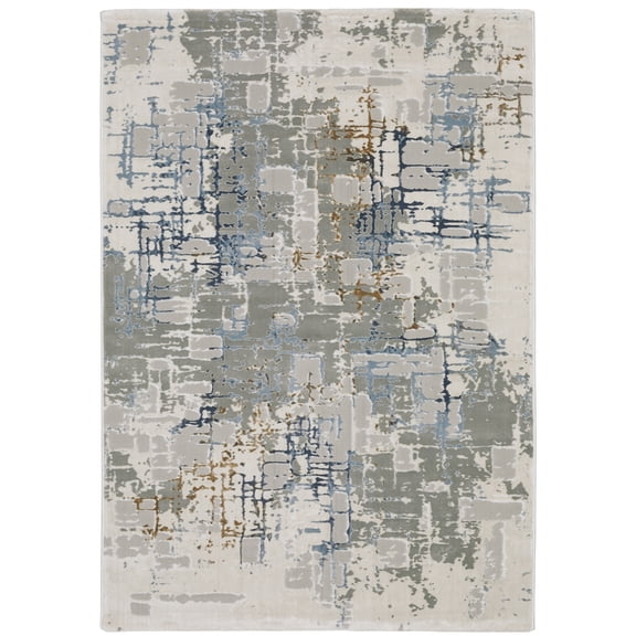 Woven Trends Eshford Area Rug 8111X Casual Ivory 6' X 9' Modern Abstract Polyester Machine Made Stain Resistant, Family and Pet Friendly, Dining, Living Room, Bedroom, Office Rug