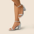 thumbnail image 3 of BURUDANI Women's Chunk Low Heel Pump Sandals Rhinestone, 3 of 8
