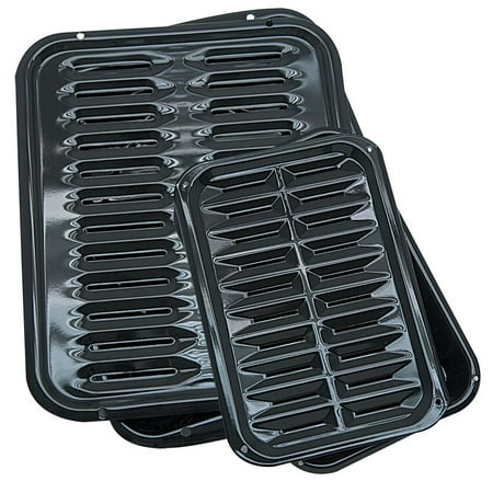 4-Piece Multi-Use Large and Small Heavy-Duty Porcelain Broiler Pan and (Best Pan For Grilled Cheese)