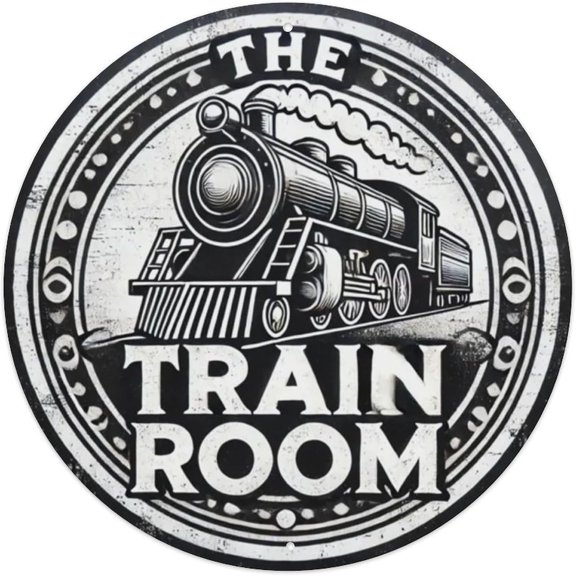 Train Room Round Tin Sign Retro Metal Sign for Cafe Bar Pub Home Wall Decor Metal Poster 8x8 Inch