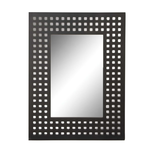 Decmode Modern 36 X 28 Inch Rectangular Black Wooden Framed Wall Mirror, Black