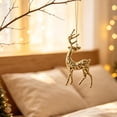thumbnail image 6 of Christmas Metal Reindeer Ornaments, Glossy Gold Deer Shaped Hanging Decor for Christmas Tree Cabinet, Door, Home Decoration, 3.54"x2.36", 6 of 6