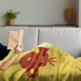 thumbnail image 3 of Movie Theater Soft Flannel Fleece Throw Blanket, Projector Silhouette with Cinema Words Movie Background, Cozy Plush for Indoor and Outdoor Use, 50" x 70", Dark Coral Beige Yellow, by Ambesonne, 3 of 5