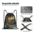 thumbnail image 4 of Honeii Charming Garden Patio Print Drawstring Backpack,Drawstring Bags String Backpack Gym Cinch Sack Backpack Sport Bag Draw-Small, 4 of 6