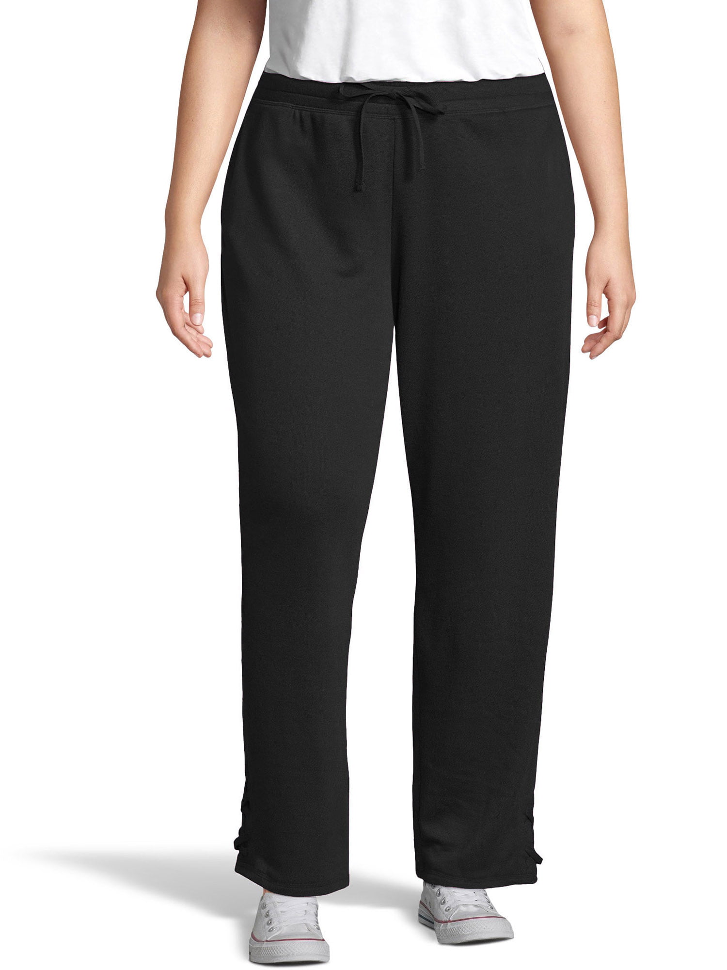 Just My Size - Women's Plus Size French Terry Jogger with Lace-up Legs ...