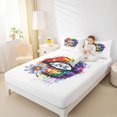 thumbnail image 3 of Manfei Cartoon Rainbow King Sheets, Rustic Groovy Daisy Bedding, White Blue, 4pcs, 1 Flat Sheet, 1 Fitted Sheet and 2 Pillowcases, 3 of 6