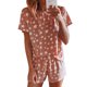 thumbnail image 1 of Conjunto de pijama de manga corta para mujer Conjunto de pijama de 2 piezas con cuello redondo suelto estampado de moda de verano para el hotel en casa Naranja XL, 1 of 5
