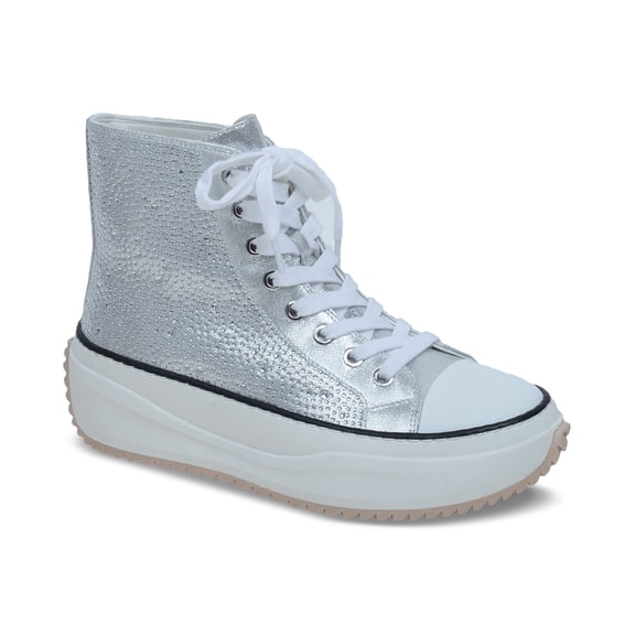 Wild Pair Hopefull High Top Sneakers Silver Bling 10M