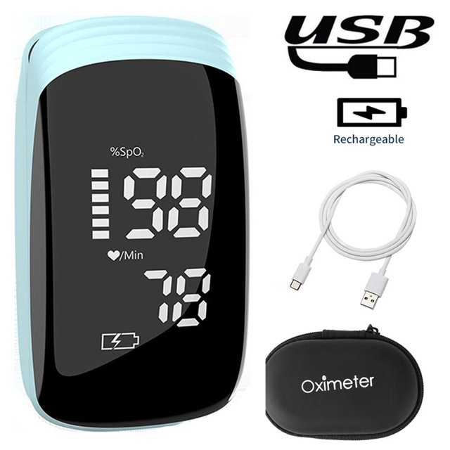 Oxímetro de pulso de dedo recargable por USB, oxímetro SpO2 PR, Monitor Médico de ritmo cardíaco y oxígeno en sangre para niños y adultos
