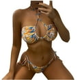 thumbnail image 2 of Gaecuw Two Piece Bathing Suits Bikini Sets for Women Sleeveless Swimwear Top High Waisted Thong Briefs Swim Bottom Slip On Closure Swimsuits Abstract Print Bathing Suits Beach Vacation Outfits Yellow, 2 of 6