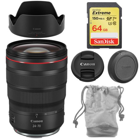 Canon RF 24-70mm f/2.8L IS USM Lens Bundle with SanDisk Extreme 64GB UHS-I SDXC Memory Card (2 Items)