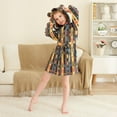 thumbnail image 3 of FORMRS Niños Bathrobe Unisex Hooded Robe Soft Plush Pajamas Sleepwear, Size 2-3T, Orange Geometric, 3 of 7