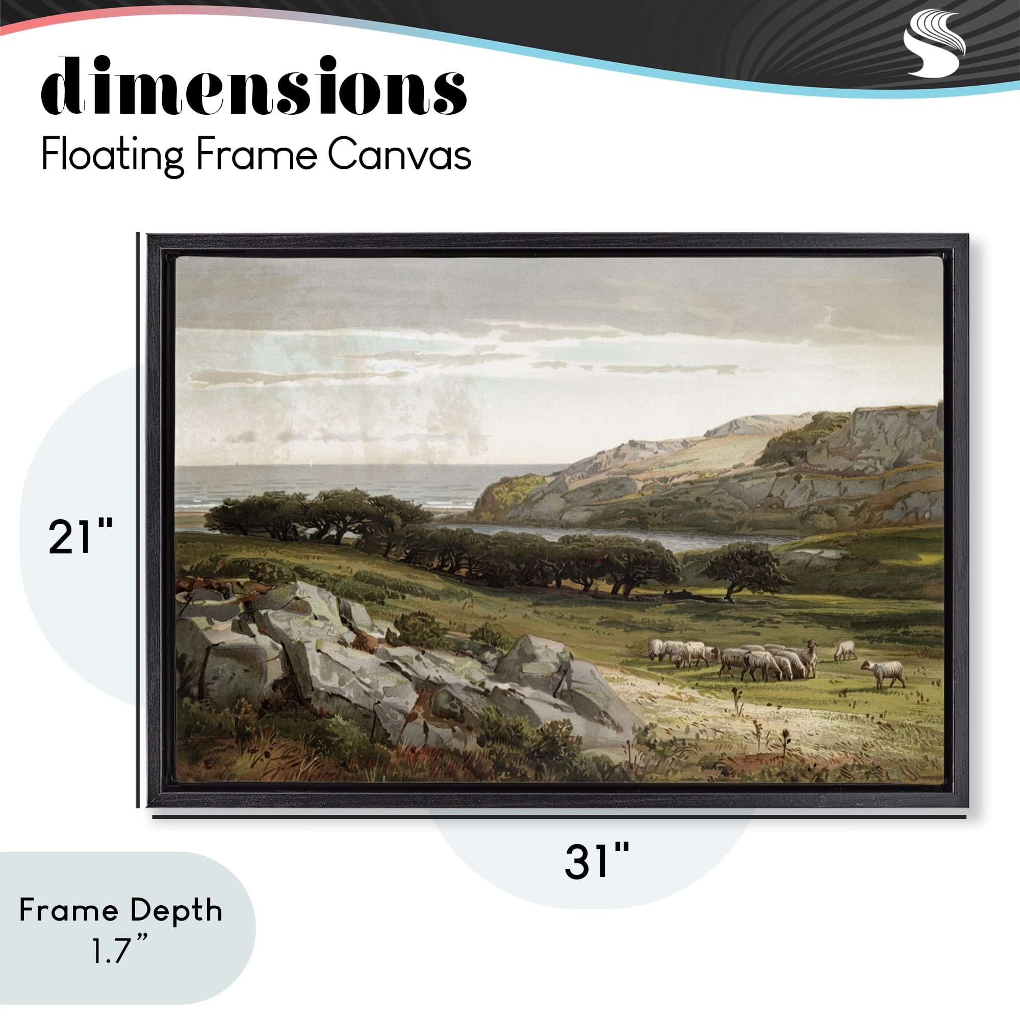 Stupell Industries Sheep in Passionate Landscape Black Framed Floater Canvas Wall Art, design by Lula Bijoux & co.