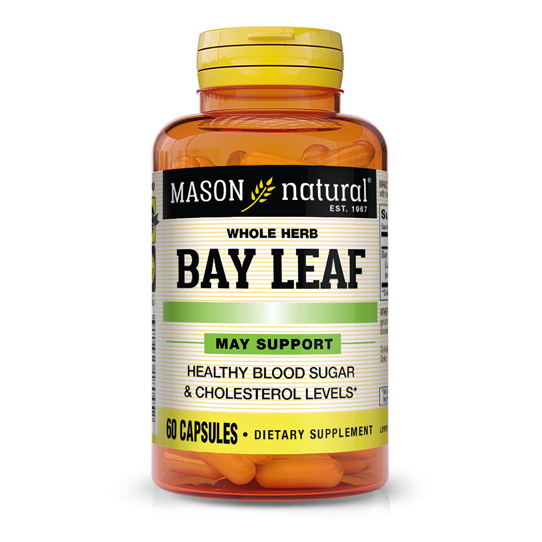 Mason Natural Bay Leaf - Healthy Blood Sugar Balance and Cholesterol Levels, Aids Indigestion, 60 Capsules