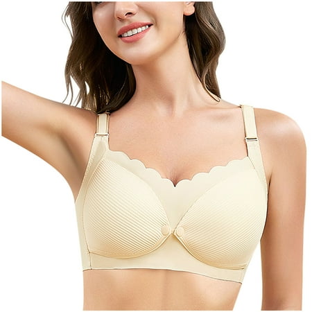 

UHUYA Nursing Bra Comfortable Breathable No Steel Ring Front Buckle Breastfeeding Bra Woman Underwear Beige 42/95BC