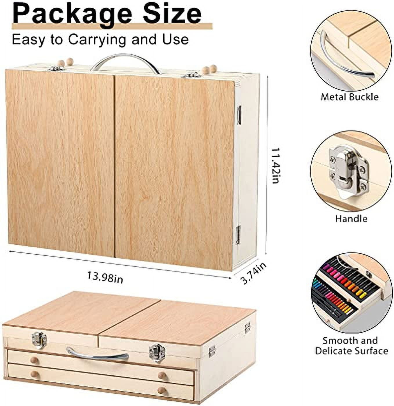 137 PCS Art Supplies, Wooden Art Set Crafts Kit with Drawing Easel, Colored Pencils, Watercolor Cakes, Creative Gift for Kids