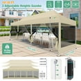 thumbnail image 4 of HOTEEL 10x30 Heavy Duty Canopy Tent, Pop up Canopies with Netting Screened ,Waterproof Ez up Canopy with Sidewalls, Outdoor Instant Party Tent for Backyard,Khaki, 4 of 7