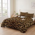 thumbnail image 2 of Full Quilt Set 78''x90'', Brown Leopard Print Lightweight Bedspread Coverlet Set with 2 Pillow Shams, Classic Abstract Animal Patterned Breathable All Season Quilt Bedding for Bedroom/Guest Room, 2 of 9