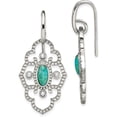 thumbnail image 2 of Chisel Stainless Steel Polished Imitation Turquoise and CZ Dangle Shepherd Hook Earrings, 2 of 7