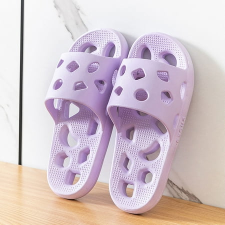 

Cathalem Slippers for Women Washable Outdoor Couples Women Shower Room Home Non Slip Breathable Womens Loafer Slippers Size 7 Purple 7.5