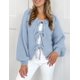 thumbnail image 3 of Suéter PRETTYGARDEN con Lazo Frontal, Tejido Grueso, Celeste, Talla M, 3 of 8