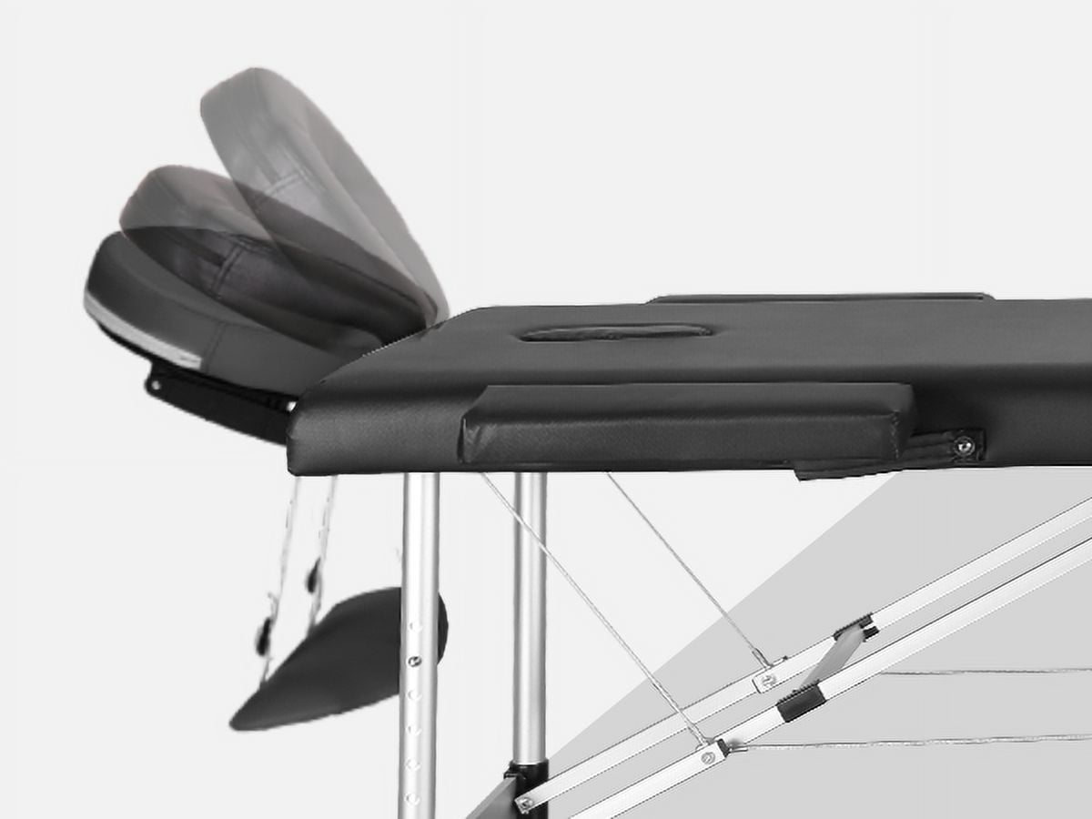 Naipo 3-Section Massage Table 73''Long 82'' Height Adjustable Folding with Carrying Bag for Salon Lash Treatments, Maximum weight capacity 661lbs, Black