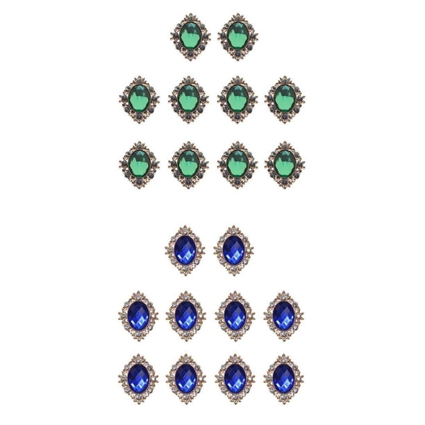20 botones redondos con brillantes y parte trasera plana para manualidades y regalos verde azul real