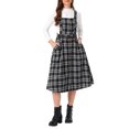 thumbnail image 2 of INSPIRE CHIC Plaid Overall Dress for Women's Sleeveless A-Line Pinafore Dress with Vintage Style L Black, 2 of 5