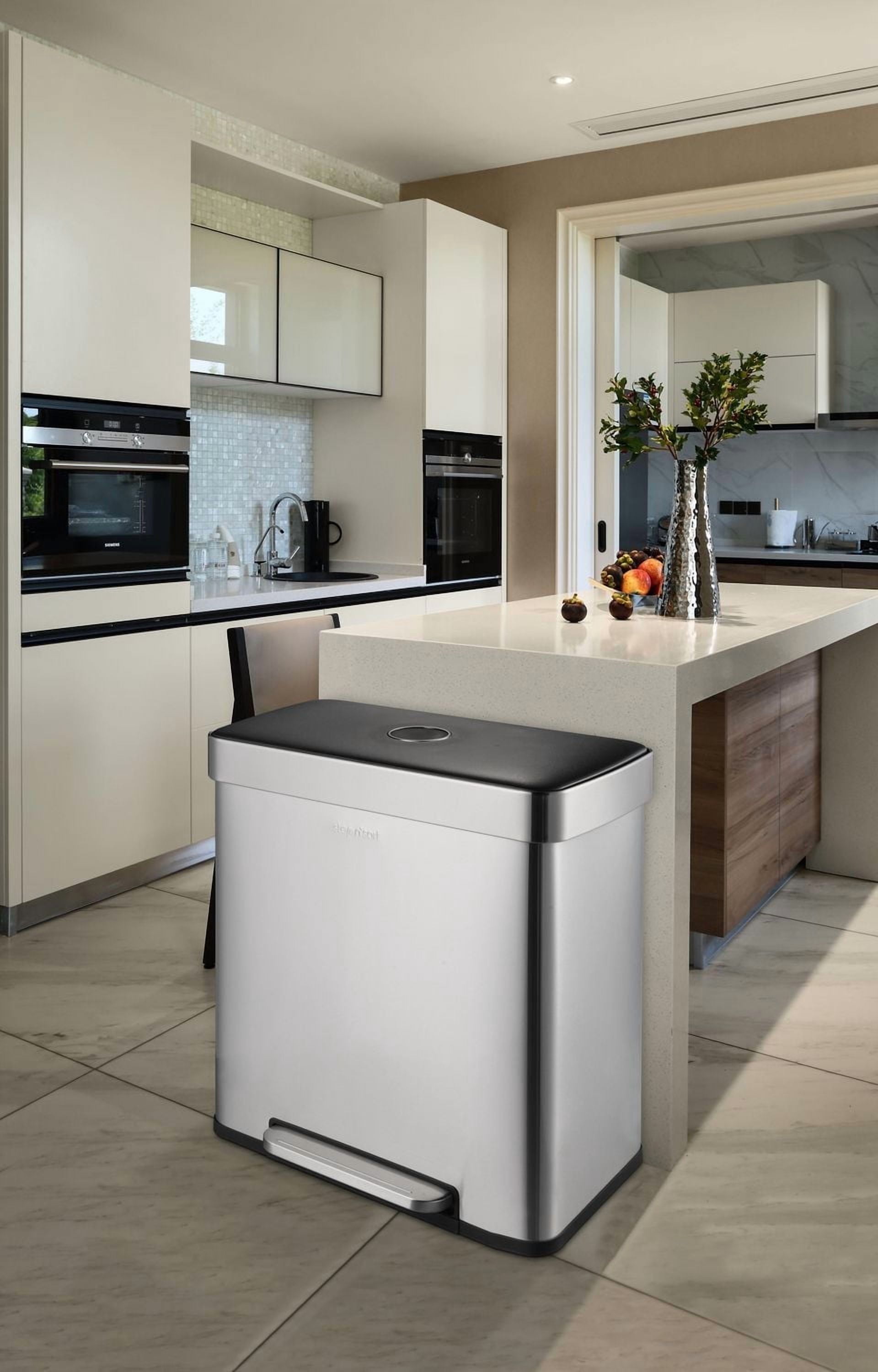 Poubelle double et poubelle de recyclage The Step N' Sort (2 x 30 L) avec couvercle à fermeture lente