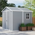 thumbnail image 2 of Patiowell Lockable Resin Garden Storage Shed, 8' x 6', Grey & White, 2 of 8