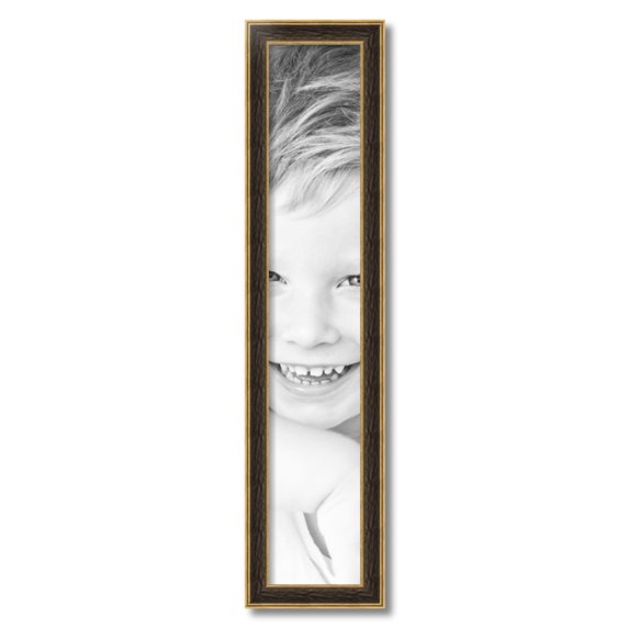 ArtToFrames 6x33" Black Panel With Gold Lip Picture Frame, Multi Wood Poster Frame, with Regular Acrylic and 2 (FBPL-5092)