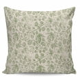 thumbnail image 2 of Sage Green Flowers Throw Pillow Covers, Soft Pillowcases with Invisible Zipper, Rustic Pastoral Botanical Floral Leaf Square Pillow Cushion Covers for Living Room Couch Sofa Bed 20x20 Inches, 2 of 8