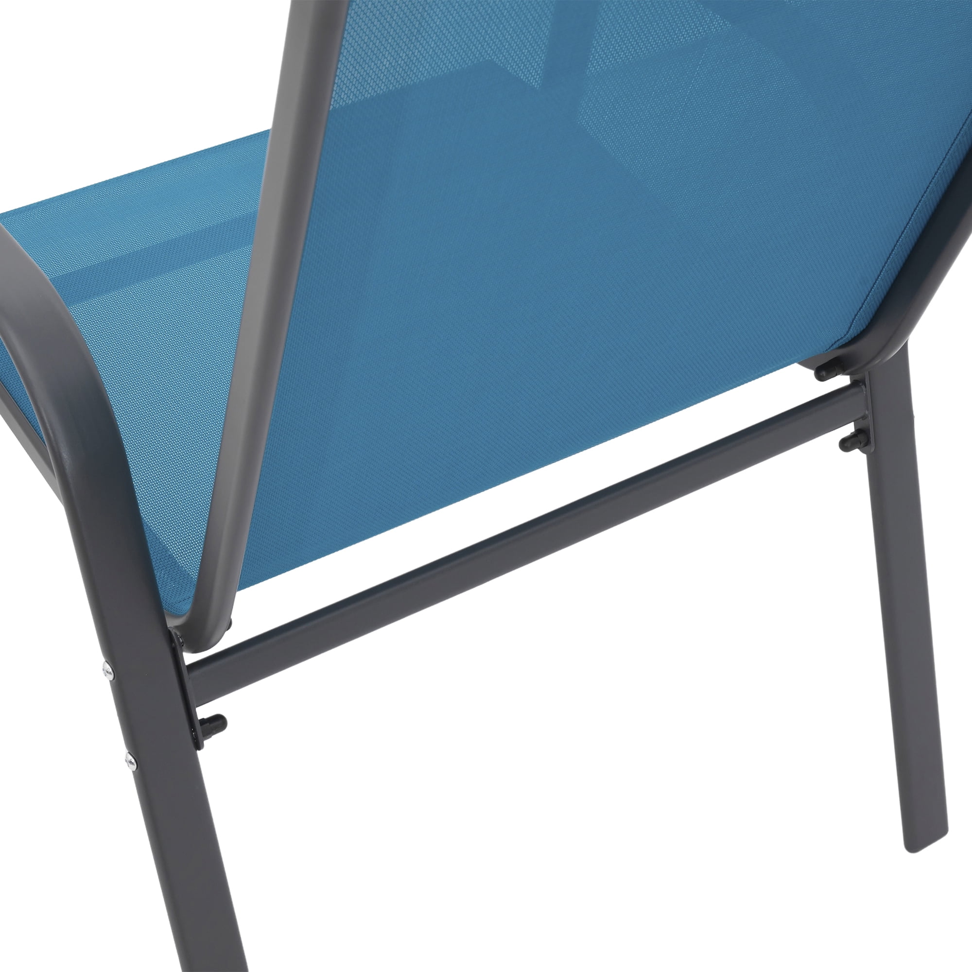 Outdoor Camping Chairs Set of 4 with Breathable Textilene Fabric, Lightweight Patio Chairs with Armrest for Garden and Beach, Blue