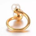 thumbnail image 2 of 304 Stainless Steel Finger Rings Pearl Adjustable Size Gold 17Mm Z733, 2 of 3