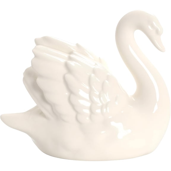 Ceramic Swan Figurine, Modern Minimalist Porcelain Statue, Home Decor for Living Room Office Shelf