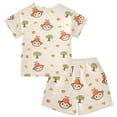 thumbnail image 2 of Monkey Orange Pattern Summer Pajama Set Soft Cotton Short Sleeve Sleepwear 2PCS Pajama Sets Breathable Lounge Set Size 10Y, 2 of 7