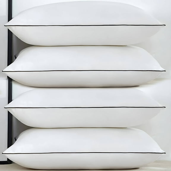Standard Pillows 4 Pack Polyester Fiber Pillows - Family Value Set with Hypoallergenic Fill & Breathable Cover,Cool-Touch, Machine Washable for Bedroom/Guest Room/College Dorm