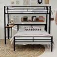 thumbnail image 3 of Harper & Bright Designs Twin Over Full Bunk Bed with Storage Shelves, Heavy-Duty Metal Bunk Bed Frame with Ladder and Under Bed Space, Black, 3 of 15