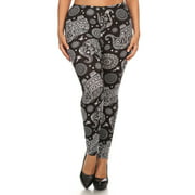 Plus Size Elephant Print, Full Length Leggings In A Slim Fitting Style With A Banded High Waist One Size